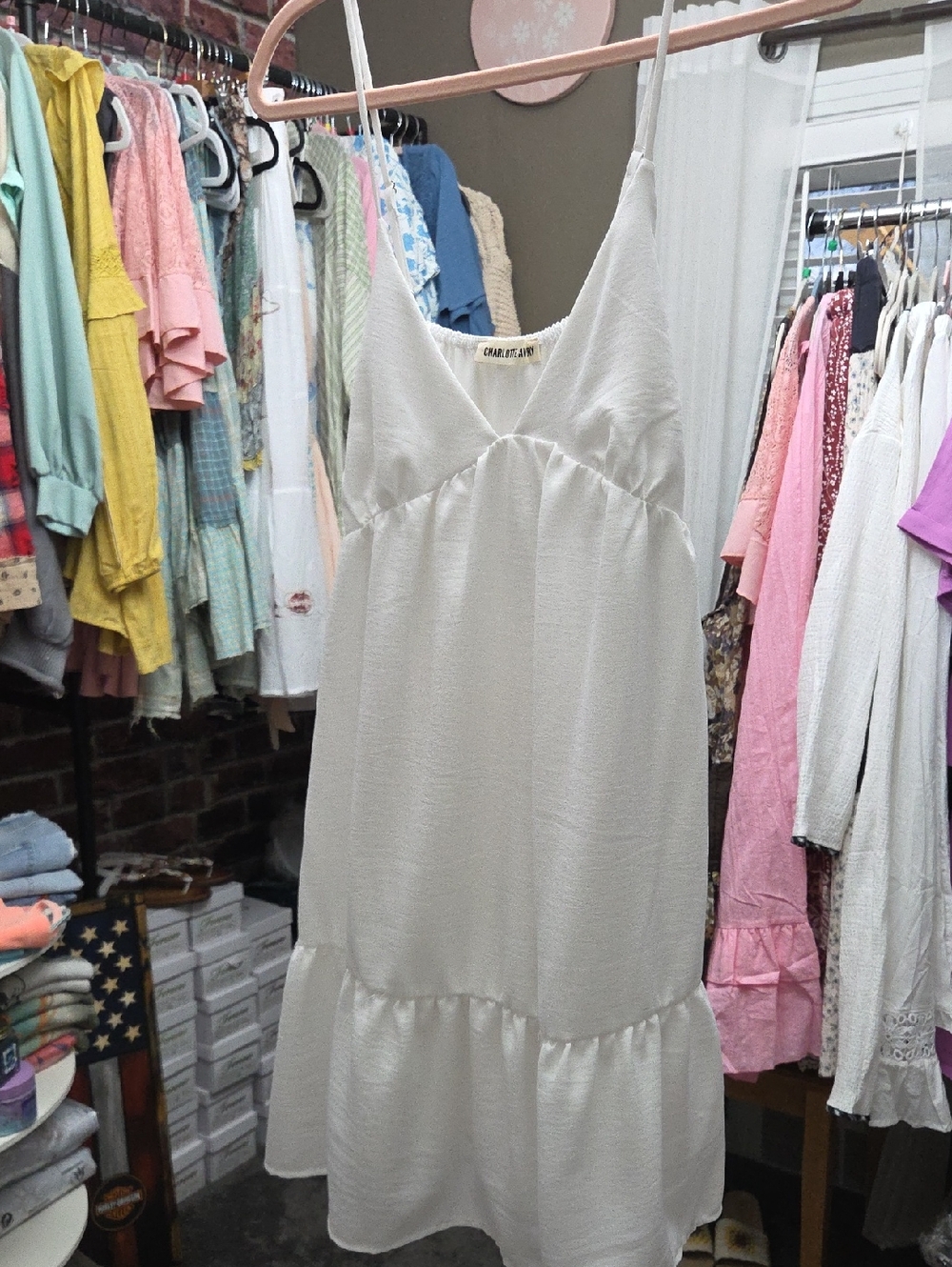 Cream Textured Slip Dress